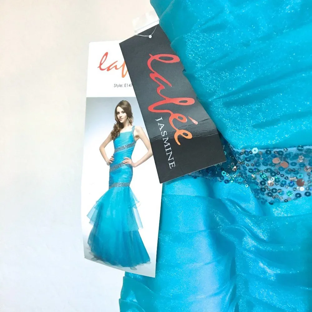 RARE Lafee Jasmine Pageant Prom Mermaid Party Dress Blue 12 NWT - Picture 2 of 12